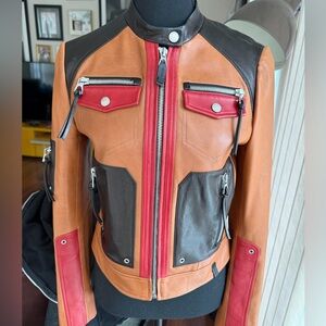 RUDSAK Massel Women's Leather Jacket - Tan, Red, and Black